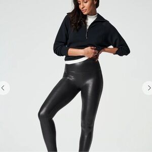 SPANX Faux Leather Black Leggings Large